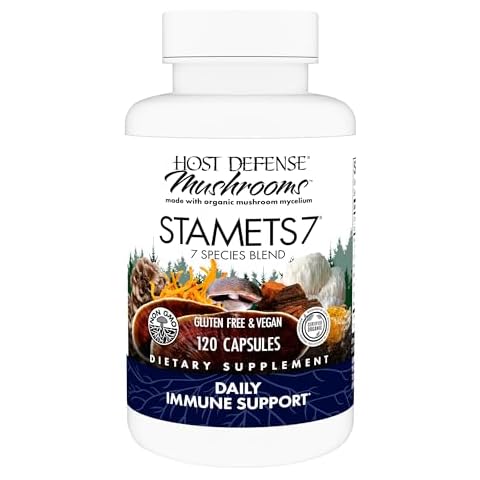 Host Defense Stamets 7-7 Species Blend - Mushroom Supplement for Immune Support - Includes Royal Sun Blazei, Cordyceps, Reishi, Maitake, Lion's Mane, Chaga & Mesima - 120 Capsules (60 Servings)* Cover