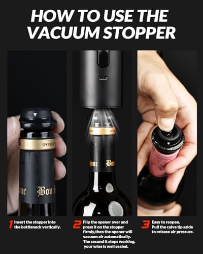 Intrelife KPS-372301A 2 In 1 Electric Wine Opener Set,Rechargeable Wine Bottle Openers thumb #3