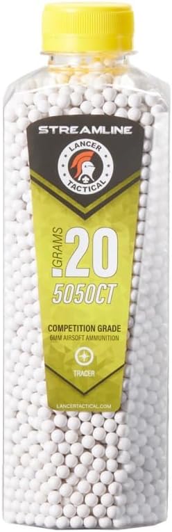 Lancer Tactical 5050 Count Airsoft Tracer BBS, Glow in The Dark, .20g, .25g, .28g, .30g, .32g-Competition Grade, Made in Taiwan