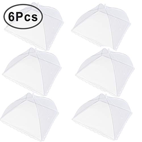Outee 6 Pcs 17 inch Pop Up Food Cover Mesh Screen Umbrella Food Cover Picnic Collapsible Reusable for Parties BBQ