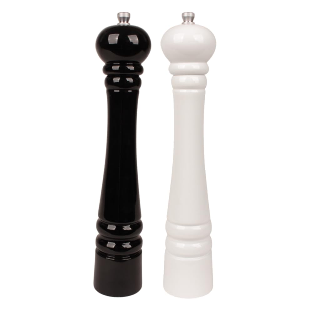 Woodcarver Salz- und Pfeffermühlen Set, 2er Set mit Metallmahlwerk, Gewürzmühlen aus Holz und Metall, manuelle Pfeffer- und Salzmühle, handgemacht, 32 cm