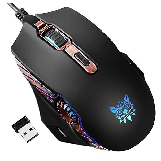 ONIKUMA Wireless Gaming Mouse [6000 DPI] [Rechargeable] Computer USB Mice- Accurate Optical Gaming Sensor & 6 Ajustable Color RGB Breathing LED Backlit, Wired Charging Compatibility