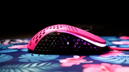 M4 RGB, Mouse da Gaming Cablato Ultra-Leggero, Design Ergonomico per Destrimani, Sensore Pixart 3389, Illuminazione RGB Regolabile, Edizione Rosa - Mouse gaming - Immagine 2