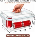 Razab 6500 ML / 220 oz / 28 Cup Large Glass Container Food Storage with Lids - Leakproof, Bpa-Free Large Meal Prep Container Ideal for Roasting Turkey, Store Leftover - Microwave & Oven Safe