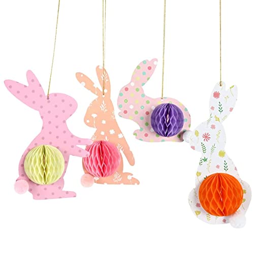 KAHDGSS for Creative Easter Ornament with 3D Honeycomb Paper Room Hanging Decoration Easter Party Suppli