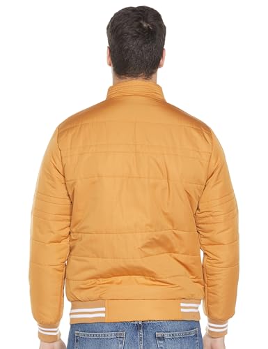 Image of Qube By Fort Collins Men's Nylon Standard Length Regular Fit Quilted Bomber Jacket with Detachable Hood - Winter Warm, Insulated Lining, Ribbed Cuffs, and Stylish Design
