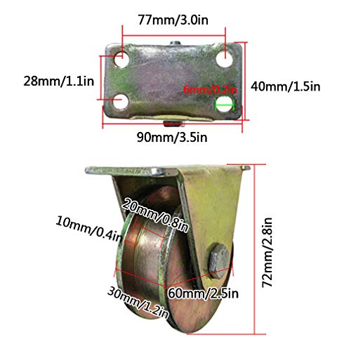 Roues rigides robustes en acier avec galet de guidage de précision - 3