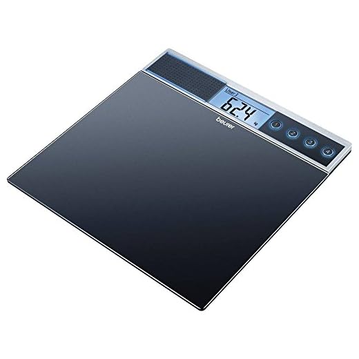 Beurer GS 39 Glaswaage mit Sprachfunktion, besonders große Trittfläche, vier Direkt-Speicherplätze, 1 Stück (1er Pack)