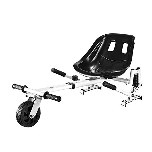 PRINIC Hoverboard Seat Attachment Kids Go Kart Hover Board Accessories with Suspension for Self Balancing Scooter, Adjustable Length, Compatible with 6'' 8.5'' 10'', Fits All Ages, White