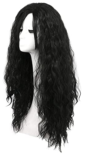 yuehong Adult Long Curly Black Wig Anime Cosplay Wig image 5
