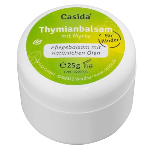 Casida Thymianbalsam mit Myrte für Kinder Wohltuender Pflegebalsam in Apothekenqualität Von Hebammen empfohlen Ohne Konservierungsstoffe Mit naturreinen Ölen - Thymian Myrte Balsam 25 g