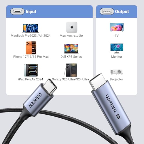 Image of UGREEN USB C to HDMI 2.1 Cable 1M 8K@60Hz 4K@240Hz for Home Office