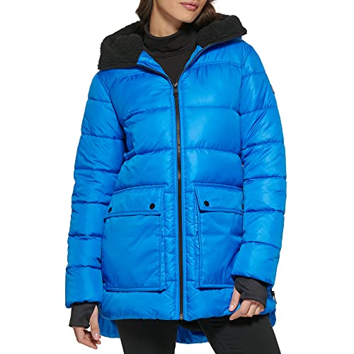 Kenneth Cole Women's Heavy Weight Mix Media Full Sherpa Lined Puffer Jacket