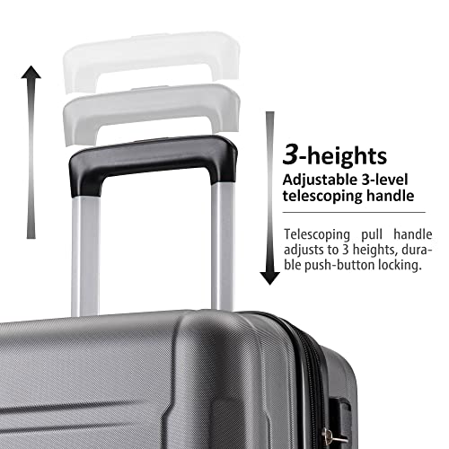 Expanable Spinner Wheel 2 Piece Luggage Set ABS Lightweight Suitcase with TSA Lock 20inch+24inch, Dark Gray As Shown, One Size2