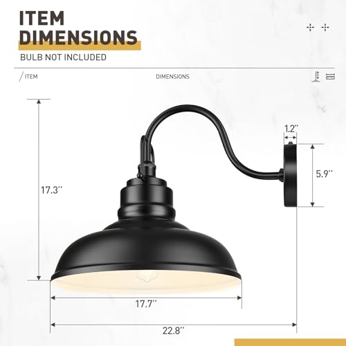 Image of zeyu 18 Inch Dusk to Dawn Outdoor Barn Light, 1-Light Wall Light, Modern Wall Sconce for Garden Garage, Matte Black Finish, 016-1BL-PC BK