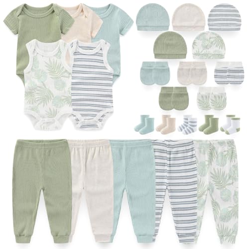 Image of Newborn Baby Layette Essentials Giftset Clothing Set Short-Sleeve Bodysuit And Long Pants