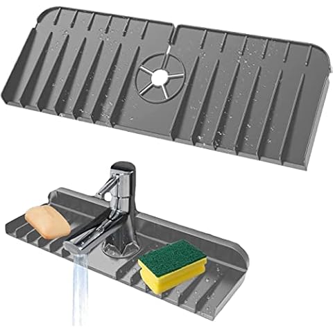Goldmeet Kitchen Silicone Faucet Absorbent Mat, Absorbent Sink Drip Catcher, Sink Splash Guard, Dish Drying Pad, Sink Draining Pad for Kitchen Bathroom, Farmhouse, Dishwasher-Safe Cover
