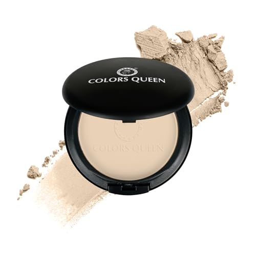 Image of Colors Queen Luminous Silk Compact Powder with Argan Oil - 10g | Oil Control, Matte Finish & Lightweight Formula | Long Lasting Compact Powder for Face Makeup (White Ivory)