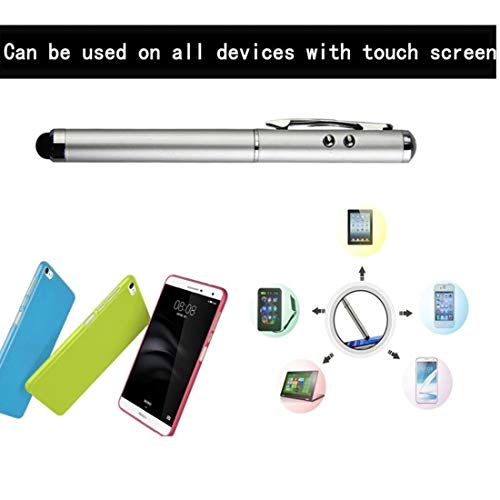 Image of 4 In 1 Stylus Touch Screen Pen With Inbuilt Laser,Torch,Ball Point Pen For Multi (Silver)Tablet