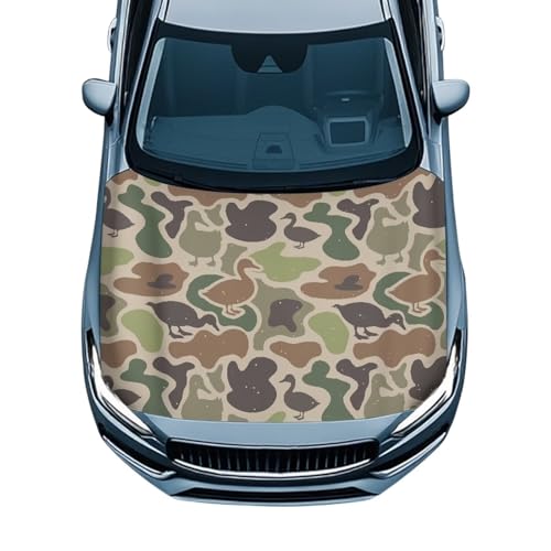 Image of Renewold Duck Camo Car Hood Cover, Vehicle Hood Wrap Blanket, Women Men Automotive Exterior Accessories, Elastic for Outdoor Indoor Holiday Party Camping Travel Easy Install
