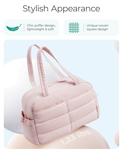 Image of BAGSMART Gym Bag for Women, Lightweight Puffer Duffle Bag 2-PC Travel Bag, 31L Weekender Overnight Bag Quilted Carry On Tote Bag, Diaper Hospital Dance Bag for Travel, Gym, Water Resistant