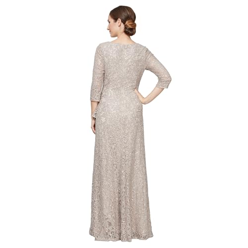 Alex Evenings Women's Long 3/4 Sleeve, Mother of The Bride Dress W/Cascade Ruffle and Front Slit, (Petite and Regular Sizes)2