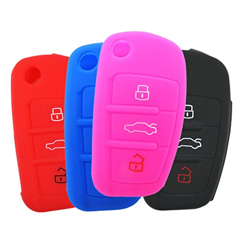 Happyit Silicone Car Remote Key Fob Shell Cover Case for Audi Sline A3 A5 Q3 Q5 A6 C5 C6 A4 B6 B7 B8 TT 80 S6 (Rose Red) - Image 4