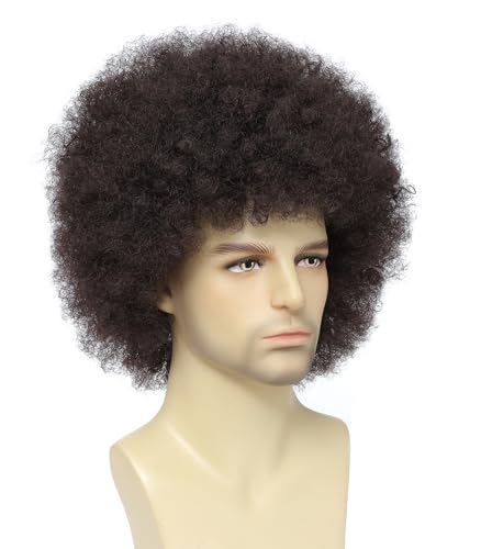 Image of Men's Afro Wig, 70s /80s Disco Costume Wig for Halloween, Theme Parties Cosplay(Dark Brown)