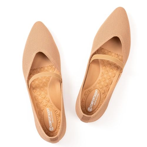 Frank Mully Womens Flats with Straps Pointed Toe Flat Shoes Low Wedge Heel Comfortable Arch Support Flats for Women