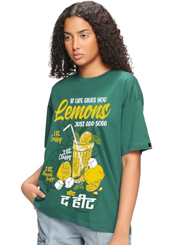 Image of Bewakoof Women's Cotton Oversized Fit Half Sleeve Round Neck T-Shirt | Casual wear | Streetwear | Oversized Tshirt for Woman Cotton| Baggy