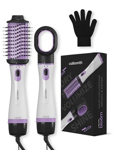 Image of Caresmith Bloom 2 in 1 Hair Volumizer Brush + Hair Dryer | 1200 W Powerful Motor with Ceramic Coated Hair Dryer | All-in-one Hair Dryer and Straightener Combo to Straighten, Dry & Volumize your Hair | Hot Air Hair Dryer for Women