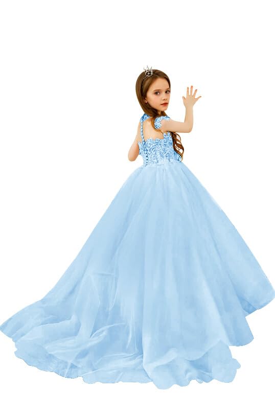 Lace Flower Girl Dresses for Wedding Tulle Pageant Dress for Girls Princess Party Ball Gown