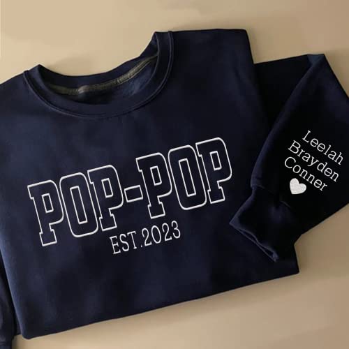 Nazenti Personalized Pop Pop Shirt, Custom Pop Pop Grandkids Name Sweatshirt Pop Pop Embroidered Sweatshirt thumb #2