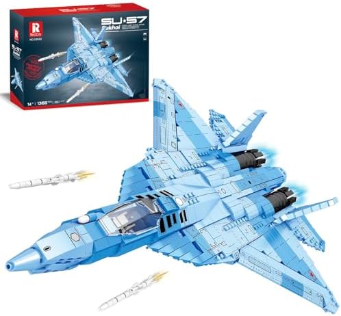 Reobrix 33030 SU-57 Model Building Kit, Fighter Jet Building Block Set, Military Airplane Toy Gift for Teens 14+ and Adults, 1365 PCS