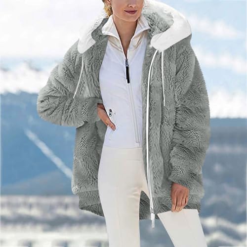 Winter Coats for Women Fleece Zip Up Hoodie Fuzzy Warm Jacket Casual Sherpa Jackets Soft Outwear with Pockets4