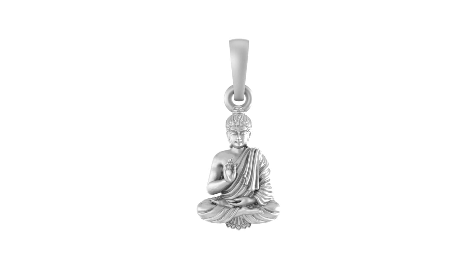 AKSHAT SAPPHIRESterling Silver (92.5% purity) Spiritual God Gautam Buddha Pendant for Men & Women Pure Silver religious Gautam buddh Locket for Good Health & Wealth