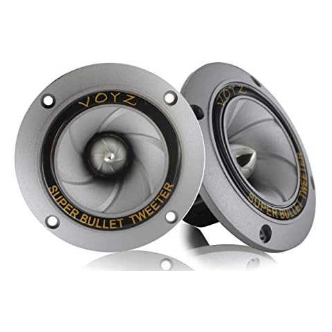 VOYZ 400 Watts Max Power Speaker Tweeter - 3.5” Piezo Super Horn Tweeters with Aluminum Diaphragm and High Temperature Voice Coil - 4-8 ohms for Speaker Box or Sound Project 1 Pair (2pcs) (PET-1918) Cover