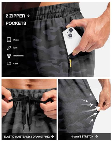 Image of Pudolla Men's Lightweight Hiking Pants Quick Dry Outdoor Sweatpants with Zipper Pockets for Athletic Workout Casual Travel