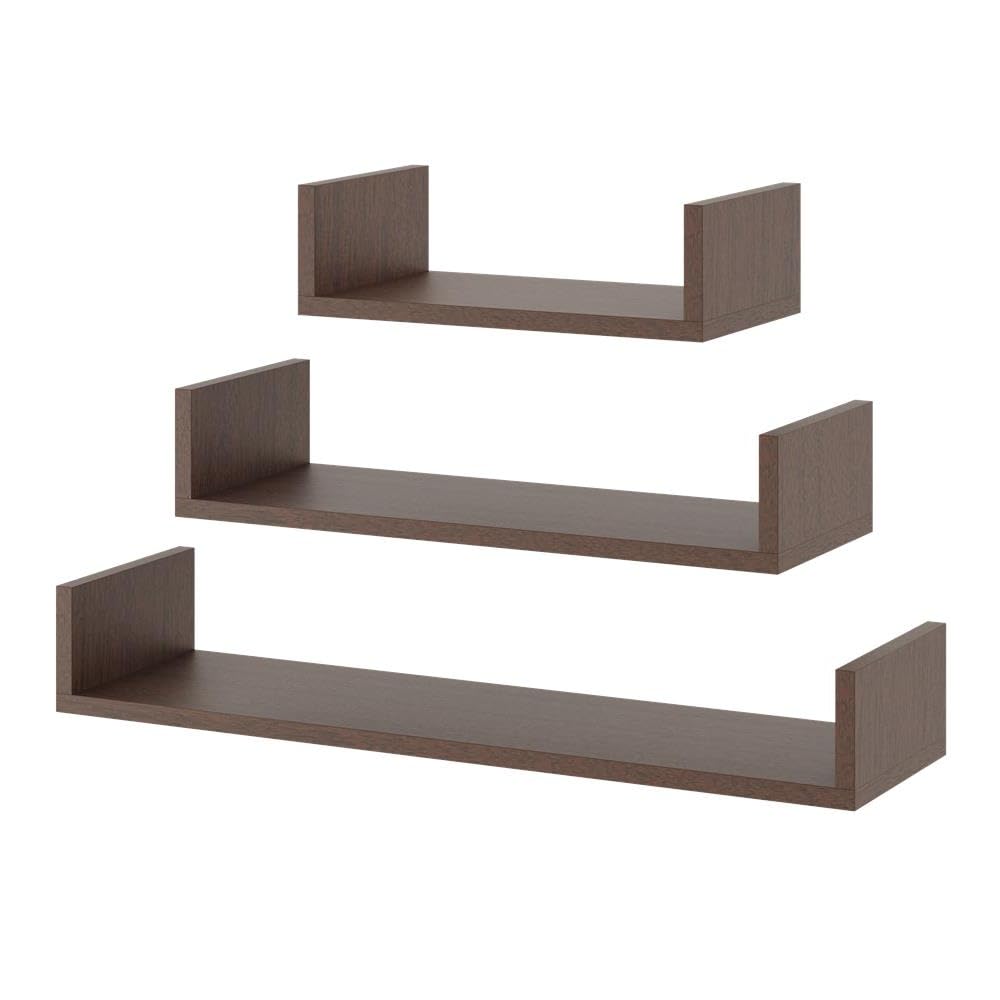 Juego de 3 Estantes de Pared Baldas Flotante, de 80, 60, 40 cm (Wengué)