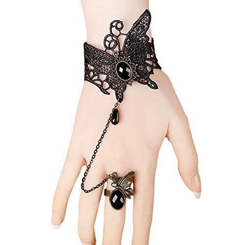 Preisvergleich Produktbild Namgiy Spitze Armband Fingerring Gothic Armband Schmuck Zubehör Geschenk für Frauen Mädchen Weihnachten Hochzeit Party