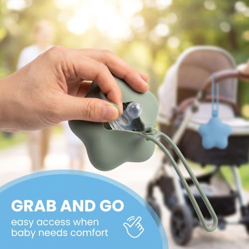 YFAHEB 2 Pièces Boite tetine bebe Boîte à sucette en silicone sans BPA rangement hygiénique pour bébés et jeunes enfants design Étoile accessoire pratique idée cadeau naissance trousse de maternité（A） – vue 5