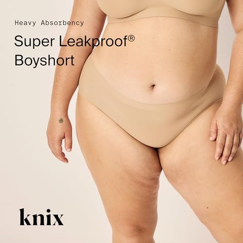 Image of KNIX Women Leakproof Period Underwear Boyshort - Heavy Flow Protection, Absorbs 4-7 Super Tampons
