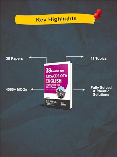 Image of Disha 38 Previous Year CDS & CDS OTA English Topic-wise Solved Papers Phase I & II (2007 - 2025) 6th Edition | Combined Defence Services PYQs Question Bank