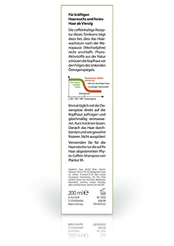 Plantur 39 Tónico fito-cafeína para mujeres – 200 ml – combate la caída del cabello menopáusica, fortalece las raíces del cabello, con fitoactivos y sustancias vitales, ideal para el lavado del - imagen 2