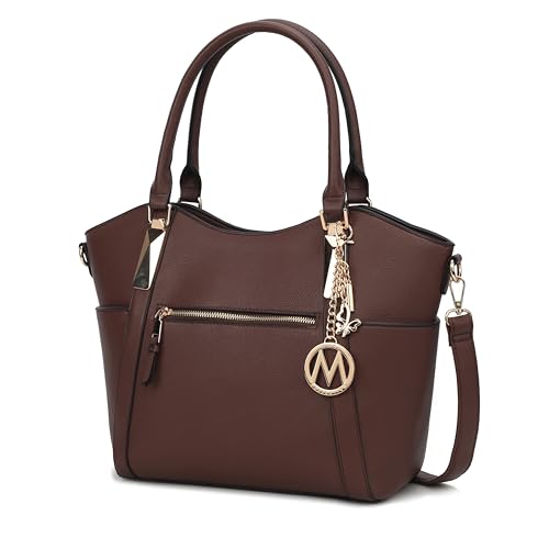 Bolsa de mão feminina MKF Collection por Mia K Bolsa de ombro de couro de poliuretano, bolsa com alça superior, bolsa de mão feminina, Large