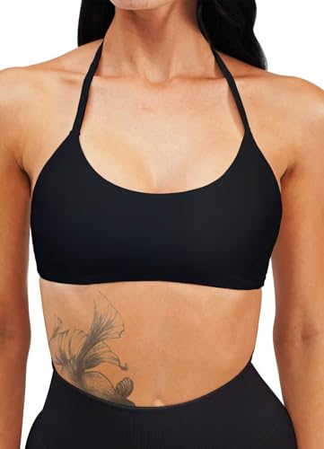 TZLDN Halter Sports Bras Women Padded Strappy Backless Gym Yoga Adjustable Workout Crop Tops Longline Tank Low Impact2