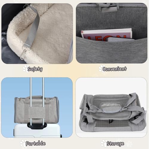 APKOL Transporttasche Katze Hund,7kg Faltbare Transportbox Mittel Katze Hunde,45x30x30cm Katzentransportbox Hunde Katzen Transportboxen,katzentransporttasche, kleine Hundetransportbox,Grau,L