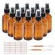 ALWSCI 12 Stück 60 mL Sprühflaschen, Bernstein Apothekenflaschen-Set feine Nebel-Boston-Glasflaschen, kleine Sprühflasche für ätherische Öle, Schönheit, Haar und Reinigung
