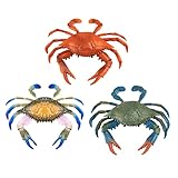 Framendino, 3 Pack Artificial Plastic Crab Decor Simulated Sea Life Animals Crab Figurines