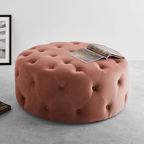 Repose-pieds multifonctionnel robuste rond beige 70x70x40cm - 2